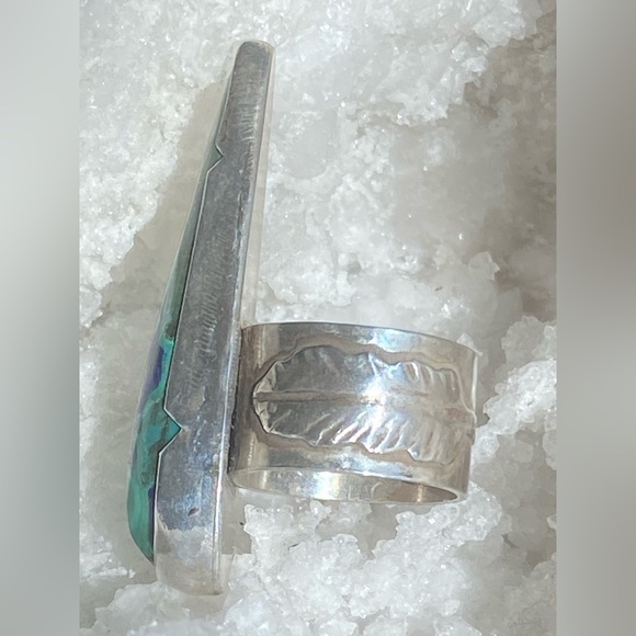 Malachite in Azurite Sterling Talon Ring - Picture 7 of 10